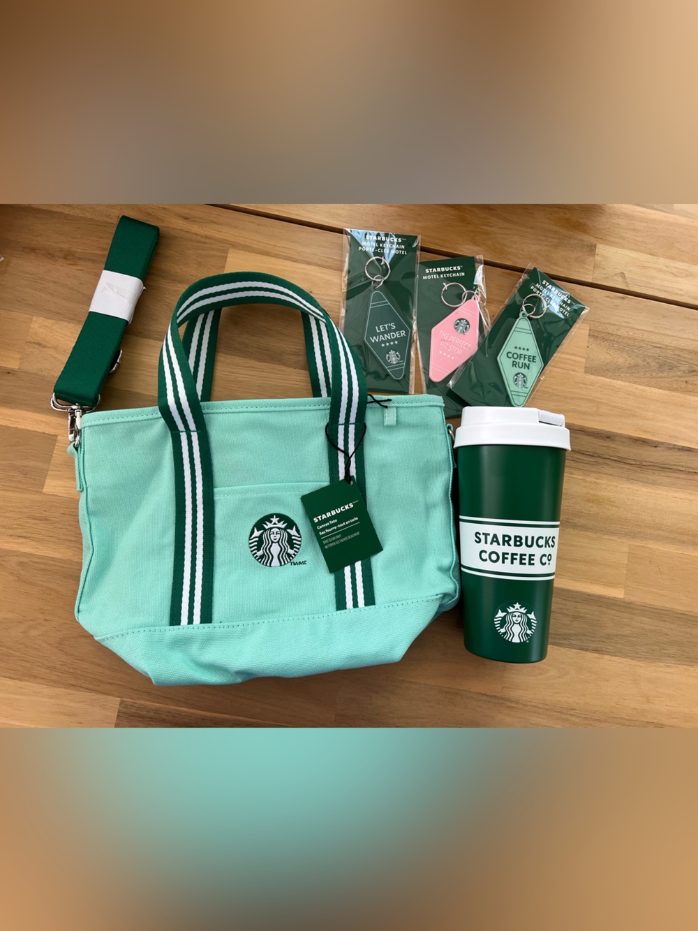 NWT Starbucks Road Trip Collection - Canvas tote, Tumbler and keychains